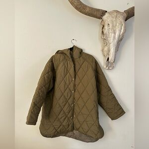 Green quilted jacket